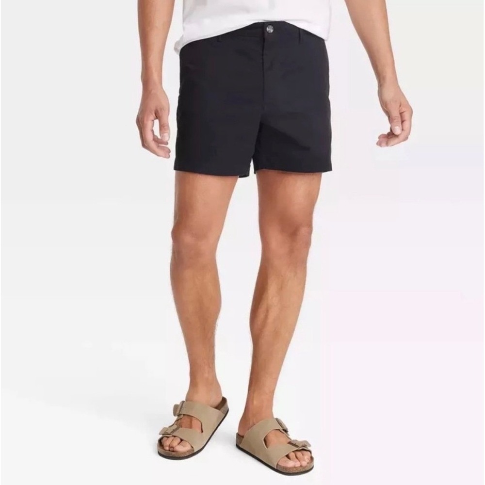 Goodfellow Co The Every Wear Flat Front Shorts Mens Black‎ 5 Inch Inseam